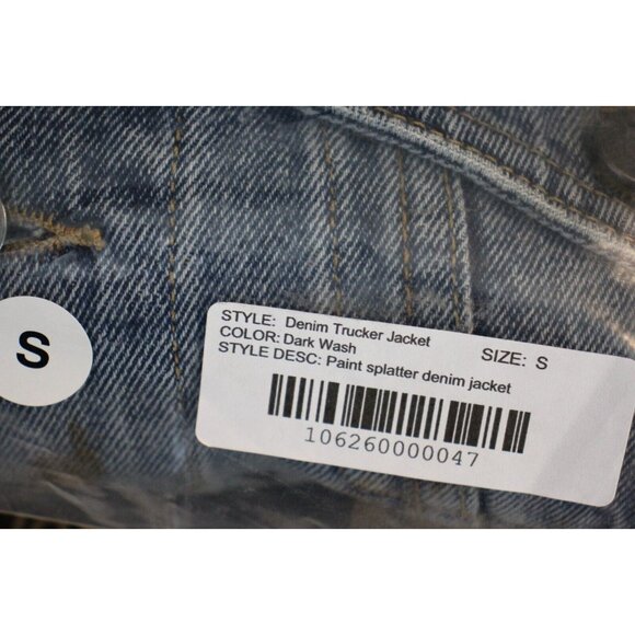Bare Knuckles Mens Small Paint Splatter Denim Trucker Cropped Jacket NEW R1660 - Picture 7 of 7